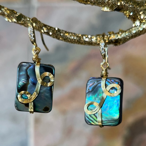 Jewelry - Handmade Abalone Shell Scroll Earrings
